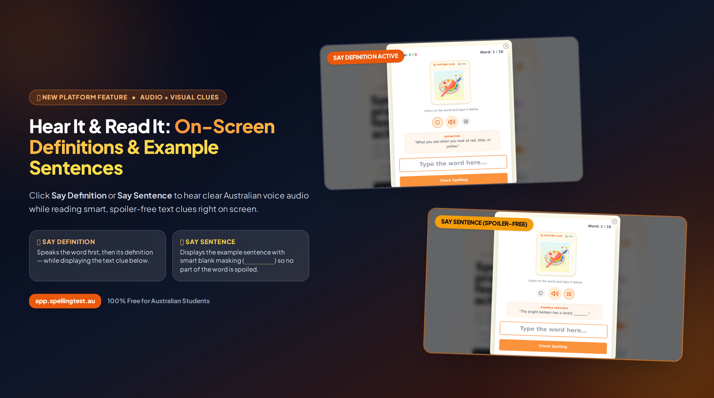 New Feature: Read & Listen with On-Screen Text for Say Definition and Say Sentence